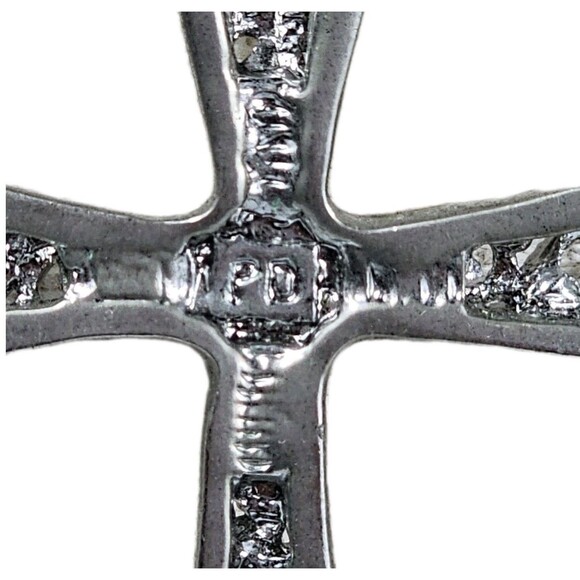 925 Sterling Silver Necklace Rhinestone Cross Sparkling Crystal Pendant Chain PD - Picture 8 of 14